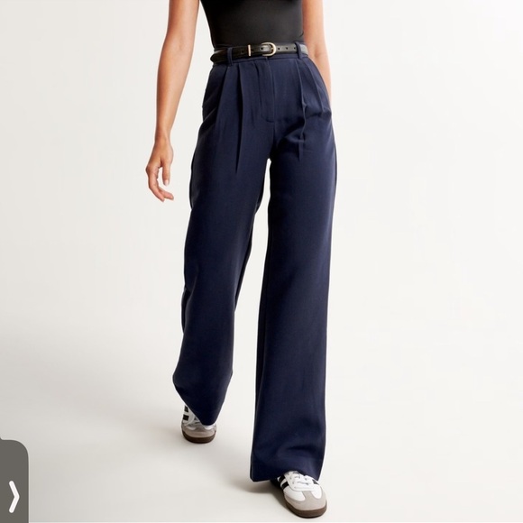 Abercrombie & Fitch Navy Wide Leg Pants Soft Feel NWT - Picture 3 of 13